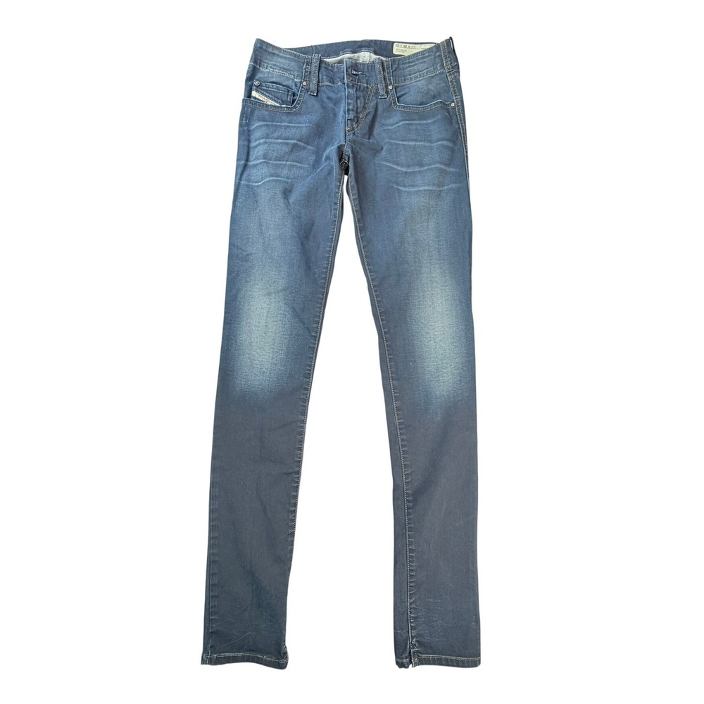 Y2K Diesel Grupee Jeans Women 26 Blue Super Slim Skinny Low Waist Stretch 0818G